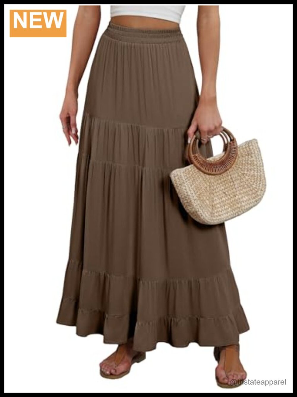 Women's Summer Flowy Tiered A-Line Maxi Skirt with Pockets